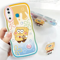 Case4you สำหรับ Infinix Hot 8 Pro พร้อมที่ใส่ฟรีนิ่มแฟชั่นเคสโทรศัพท์ Spongebob รูปการ์ตูนกันกระแทกป้องกันกล้องคลุมทั้งหมดเคสโทรศัพท์มือถือ