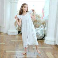 Elegant Girl Pajamas Dress Summer New Baby Girls White Nightgowns Dresses Girl Fly Sleeve Long Sleepwear Dress Kid Sleep Clothes