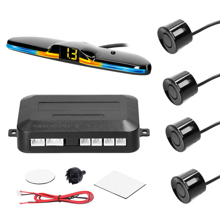 Car Parking Sensor Rear Reversing Radars System With 4 Parking Sensors Distance Detection Led 5869