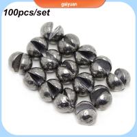 GAIYUAN 100Pcs กระสุนกลม Line Sinkers น้ำหนัก ตกปลาตะกั่วตก เปิดปาก ขั้วต่อตะขอ Sinker