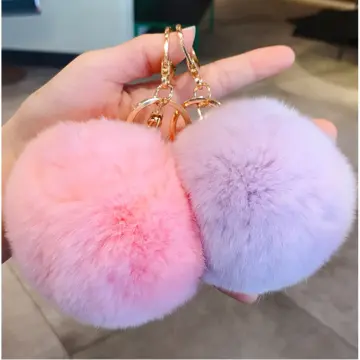 Keychain Faux Fur Ball Keychain Fluffy Accessories Car Bag Charm Cell Phone  Charm Pendant Keychain