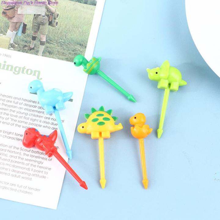 6pcsset-dinosaur-mini-animal-cartoon-food-picks-children-snack-fruit-fork-cartoon-animal-bento-stickers