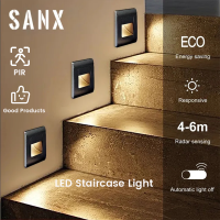 SANX โคมไฟ Led ติดผนัง,โคมไฟติดผนังเซนเซอร์ตรวจจับความเคลื่อนไหว PIR ไฟสำหรับบันไดโคมไฟขั้นตอนไฟติดผนังในร่ม AC85-265V