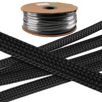 4/6/8/10/12/14/20mm Wholesale 1/5/10/50/100M Black Insulated Braid Sleeving Tight PET Wire Cable Gland Protection Cable Sleeve