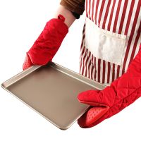 Enipate Kitchen Silicone Long Thicken Glove Cooking Heat Resistant Mitt BBQ Oven Microwave Gloves Insulated HOT