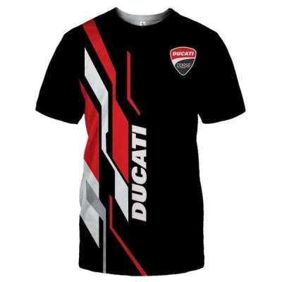 Mens new Ducati motorcycle logo digital printing T-shirt casual fashion Harajuku high-quality hip-hop short-sleeved brand top