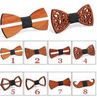 Fashion Wooden Bow Tie For Men Unisex Hollow Out Carved Retro Wooden Neck Ties Adjustable Strap Vintage Bowtie Gravata Corbatas Boys Clothing