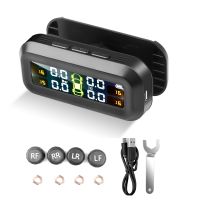 Solar TPMS Car Tire Pressure Alarm Monitor System Real Time Display Warning Windshield Auto Driving Safety Kit with 4 Sensors