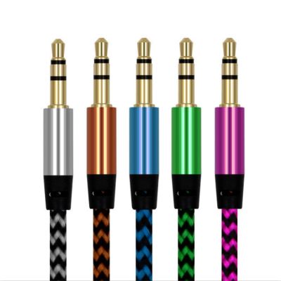 1m Nylon Aux Cable 3.5 To 3.5mm Jack Audio Cable Car Audio Cable Cord For Iphone Samsung Xiaomi