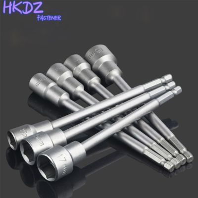 1Pcs 1/4 quot; Hex Shank Power Nut Driver Drill Bit Metric Socket Wrench Screw 6-19mm Magnetic Nut Driver Set Socket Adapter