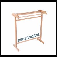 Simple Furniture ราวตากผ้า 4 เส้น ไม้ยางพารา สีธรรมชาติ