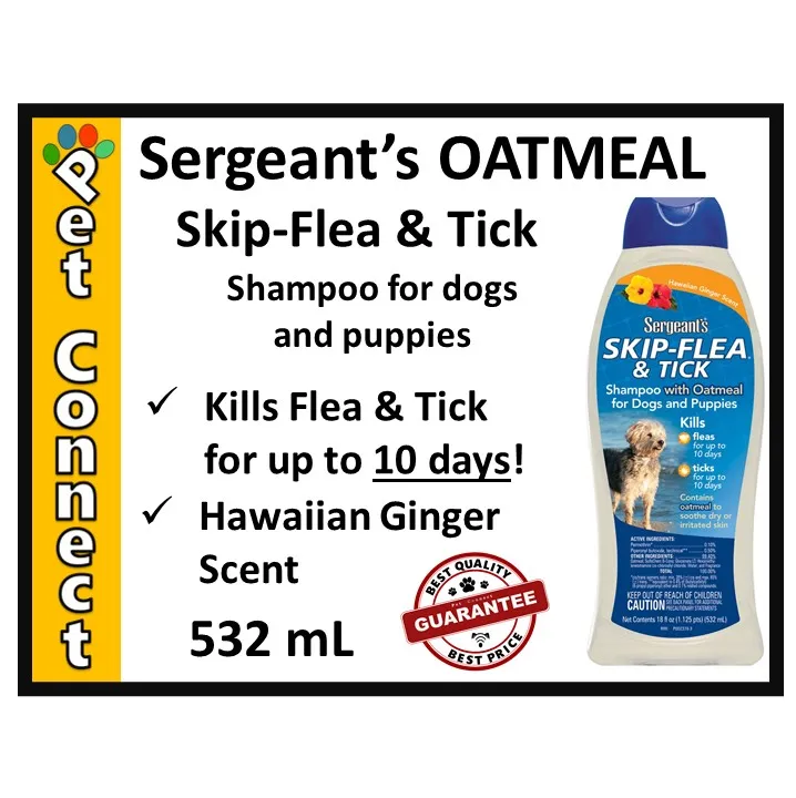 Sergeant's Skip Flea & Tick Shampoo OATMEAL Hawaiian Ginger Scent (18oz) Dog Shampoo Anti Tick