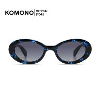 KOMONO Ana Midnight Tortoise แว่นตากันแดด ทรงวงรีวินเทจ สีน้ำเงินลาย