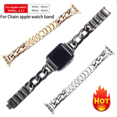 Denim Chain สายสแตนเลสสำหรับ Applle นาฬิกา8 7 6 SE 5 4 40มม. 44มม. 41มม. 45มม. สายนาฬิกาสร้อยข้อมือสำหรับ I Watch Series 3 2 1 38มม. 42มม. สำหรับ Applle นาฬิกา Ultra 49มม.