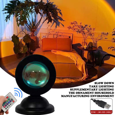 USB Rainbow Sunset Projector Led Night Light Sun Projection Desk Lamp For Bedroom Bar Coffee Store