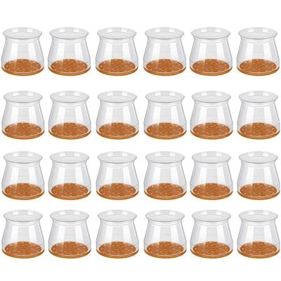 Chair Leg Floor Protectors 24 Pack Clear Silicone Cap with Felt Pad Bottom for Hardwood, Fits Most Furniture