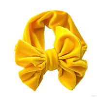 BOBORA Baby Girl Gold Velvet Elastic Headbands Big Bow Headwear