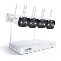 ZOSI W4โปร8CH ระบบ Wifi 3MP ระบบเฝ้าระวังแบบ2K ระบบ NVR 4ชิ้นกล้องบันทึกเชื่อมต่อเครือข่ายความละเอียดสูง3MP พร้อมสปอตไลท์ระบบเสียงไร้สาย2ทางของชุดกล้องวงจรปิดรักษาความปลอดภัย