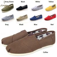 COD SDFERTGRTYTYUYU 【HOT SALE】Unisex Toms Thomas Canvas Shoes Pure Color Flat Casual Couple Shoes Size 35-45