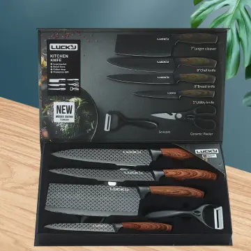 Stainless Steel Kitchen Knives Set Tools Forged Kitchen Knife Scissors  Ceramic Peeler Chef Slicer Nakiri Paring Knife Gift Case