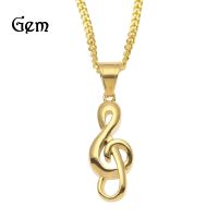 [COD] European and ins style gold-plated musical note movement stainless steel pendant mens necklace personality clavicle chain