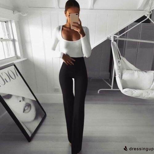 women-solid-color-high-waist-bodycon-wide-leg-pants-flare-pants-pencil