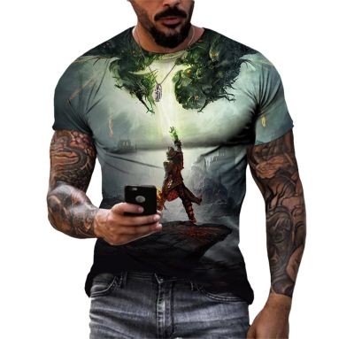 ฤดูร้อนส่วนบุคคลฮิปฮอปพรีเมี่ยมเสื้อยืดผู้ชายคลาสสิกเกม 3d แนวโน้มการพิมพ์แขนสั้นขนาดใหญ่สร้างสรรค์ถนนแฟชั่นด้านบน