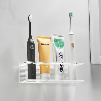 [ จัดส่งด่วน ] ชั้นวางแปรงสีฟันไฟฟ้าอะคริลิคโปร่งใสเรียบง่ายชั้นวางแปรงสีฟันในห้องน้ำแบบติดผนังแบบไม่เจาะรู
