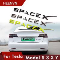 Heenvn New Trunk Space X Logo Sticker For Tesla Model Y 3 S X 2021 Accessories Model Y Car Model3 Three Aluminium Alloy