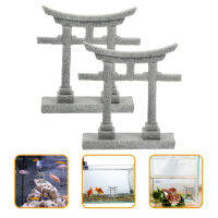 Zecetim 2pcs Torii Gate Model พิพิธภัณฑ์สัตว์น้ำตกแต่งปลาถัง Torii Gate ตกแต่ง