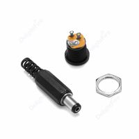 1/3pcs DC Power Connector Adapter 5.5mm 2.1mm Male Jack Solder Socket Female Panel Mount Connector For LED Tape Guitar Stompbox  Wires Leads Adapters