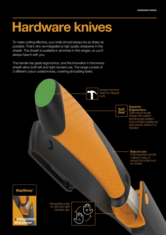 Fiskars Carpenter's knife with sharpener