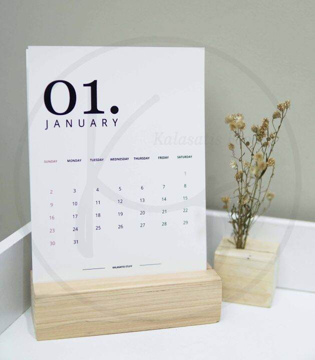 Kalender 2022 estetik meja duduk stand kayu / aesthetic calendar ...