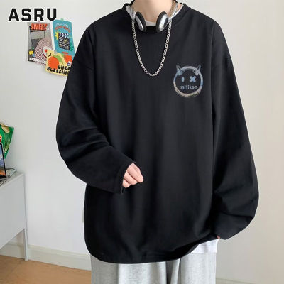 ASRV เสื้อฮู้ดชาย เสื้อมีฮู้ดผู้ชาย hoodie เสื้อกันหนาว ผู้ชาย เสื้อสเวตเตอร์สวมหัวสำหรับผู้ชายเสื้อสเวตเตอร์แบบสวมหัวพิมพ์ลายเรียบง่ายลำลองเสื้อแขนยาวลำลองทรงหลวม