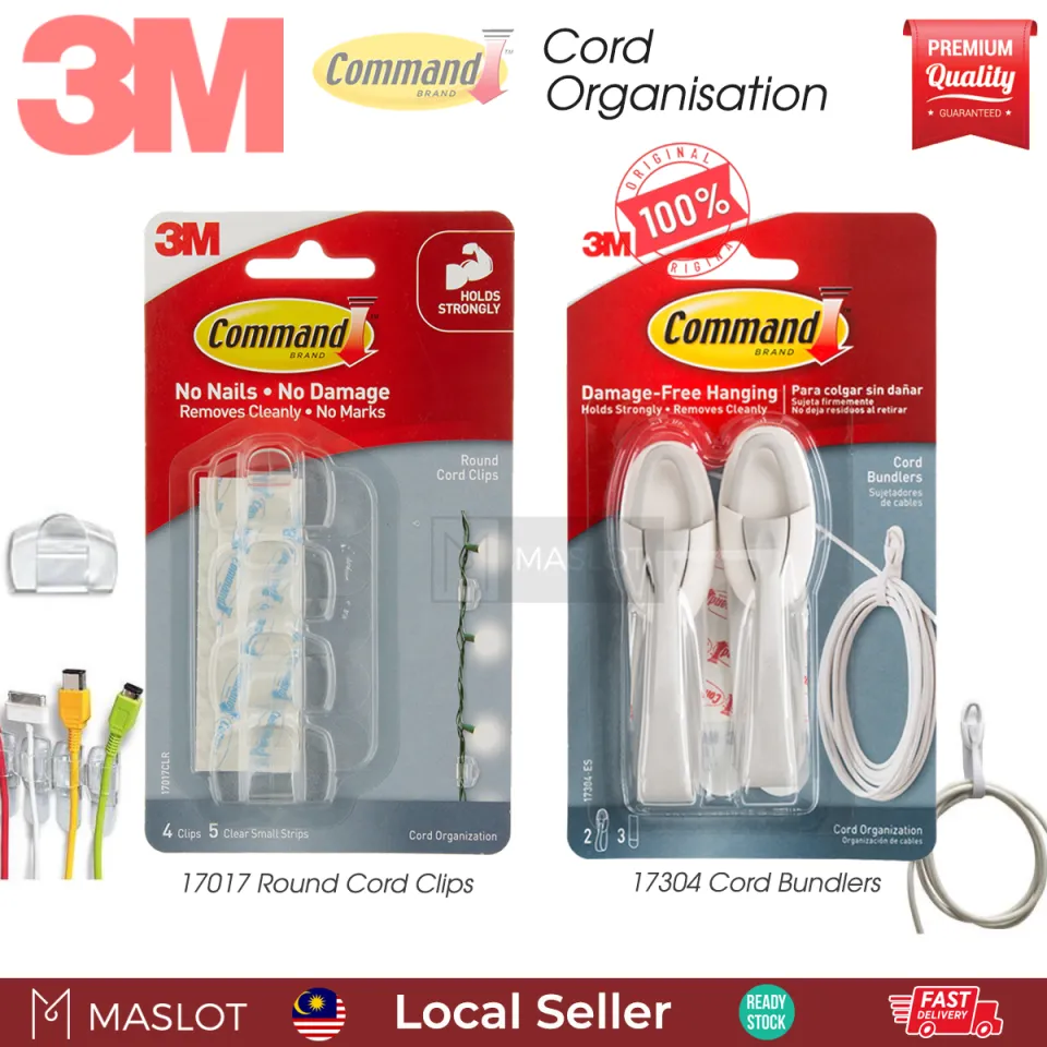 3M Command Clear Round Cord Wire Cord Bundlers Clip Organizer Monitor Cable  Line 17017/17304