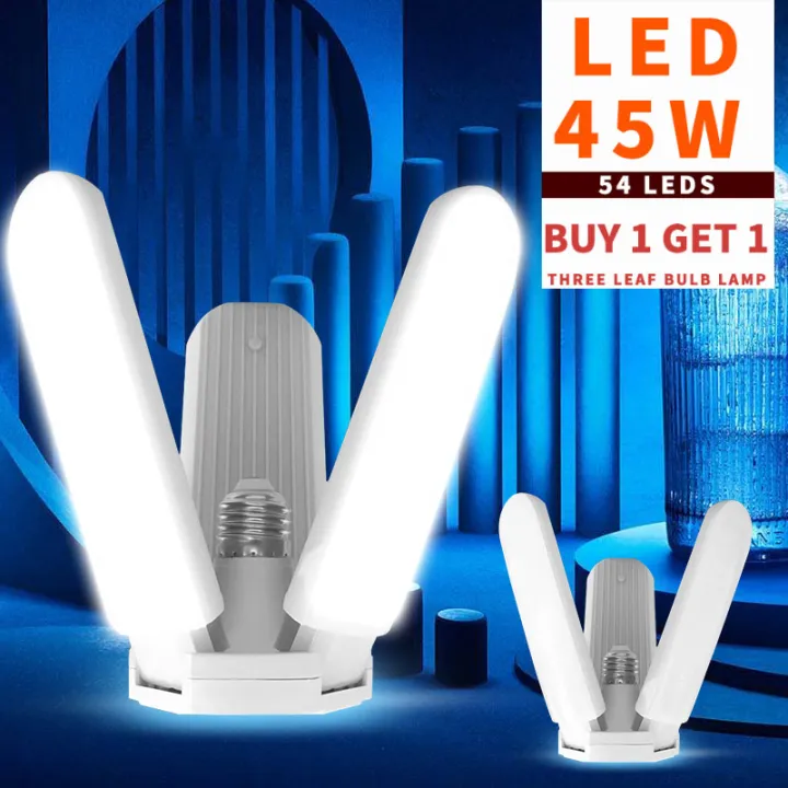 【Buy 1 Get 1 Free】Kingdo 45W LED folding light trefoil light bulb LED ...