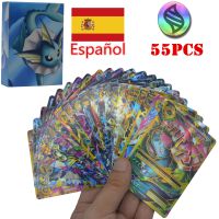 55PCS Pokemon español บัตร TAKARA TOMY เกม EX MEGA สเปนเทรดดิ้ง Booster กล่อง Shiny Card ชุดของขวัญของเล่นต่อสู้