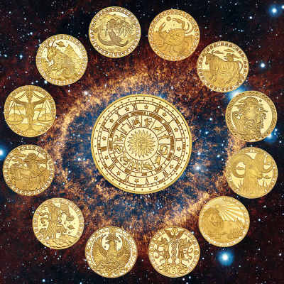 Home Decor Challenge Creative Twelve Constellations Zodiac Coin Crafts Golden Plated Gift Art Collection Commemorative Coins Set