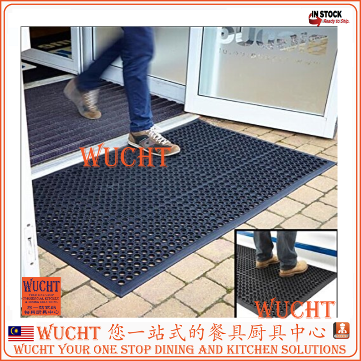 Heavy Duty Antislip Rubber Door Bar Floor Mat Kitchen Bath Floor Black  36x60