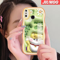 JIUMOO เคส X653 4C อัจฉริยะสำหรับ Infinix Smart 4น่ารักลายแมว3D ขอบคลื่น Colour TPU ซิลิโคนแบบใสนิ่มกันกระแทกเคสมือถือปลอกป้องกันการตกรวมทั้งหมดฝาครอบป้องกันหัวกล้อง