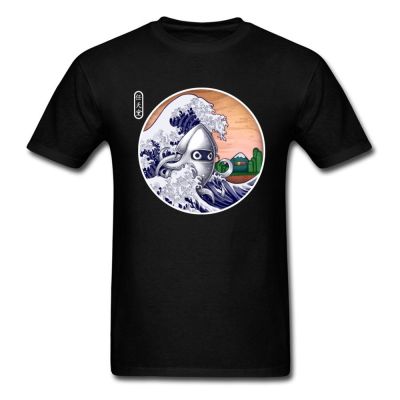 เสื้อยืดผ้าฝ้ายพิมพ์ลาย เสื้อยืดลําลอง คอกลม 100% พิมพ์ลาย The Great Wave Monster Hokusai Windsurfer แฟชั่นฤดูใบไม้ร่วง  W9L7
