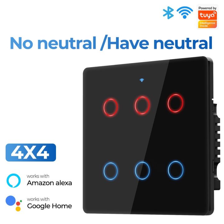 tuya-wifi-smart-light-switch-no-neutral-wire-4x4-6-gang-touch-wall-110-240v-screen-panel-app-voice-work-with-alexa-google-home