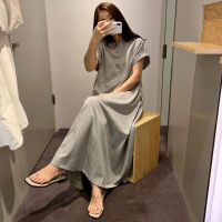 Summer New Plus Size Loose T Shirt Dress All-match Short Sleeve Round Neck Solid Simplicity Dresses Casual Fashion Women Clothe