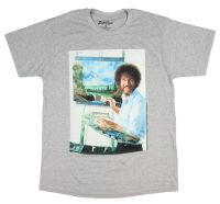 BOB Ross Joy Of ภาพวาดที่ได้รับอนุญาตอย่างเป็นทางการ Portrait ชายเสื้อยืด (เล็ก)