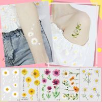 Waterproof Flower Tattoo Stickers Small Daisy Fake Tattoos Paste on Face Arm Leg for Children Men Women Body Art Stickers