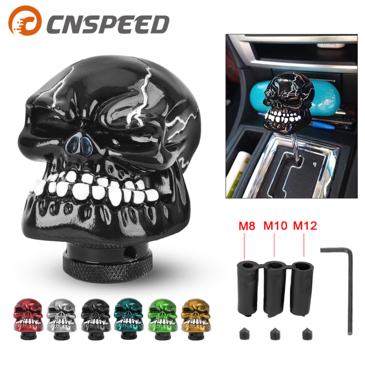 CNSPEED Black Skull Demon Manual Automatic Gear Shift Knob 3 Adapter