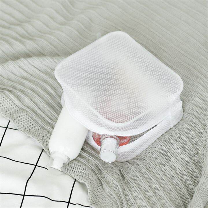 Mesh Makeup Bag White Mesh Zipper Pouch Travel Cosmetic Organizer Case