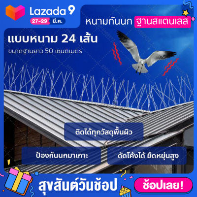 หนามกันนก ฐาน Stainless ความยาว 50 เซนติเมตร แบบ 24 เส้น (x1ชุด)【ของแท้】ไล่นก หนามกันนกเกาะ