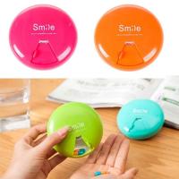 Smile Letter Print Portable Rotatable Pill Box Travel Medicine Storage Case Splitter Cutter Container Medicine  First Aid Storage