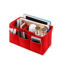 Women Fashion Felt Cloth Inner Bag Fits in Insert Handbag Multi-pockets Cosmetic Bags Storage And Personal Belongings Organizer